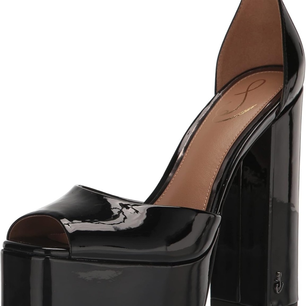 Sam Edelman, Black Patent Leather Platform Heels, size 8; true to size